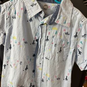 Wonder Nation Light Blue Shirt with Fun Patterns